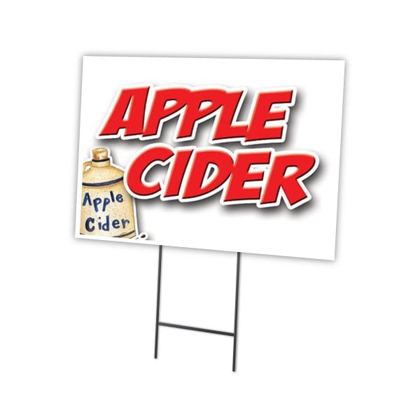 Apple Cider Yard Sign & Stake outdoor plastic coroplast window, C-1824 Apple Cider